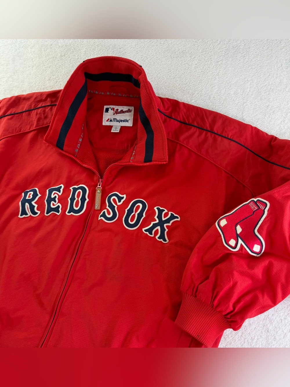Vintage Majestic Boston Red Sox Softshell Fleece Lined Bomber Jacket mens Large